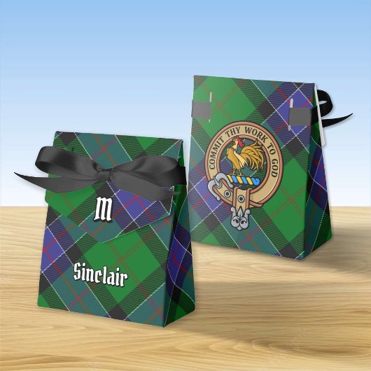 Clan Sinclair Crest over de jacht op Tartan Bedankdoosjes