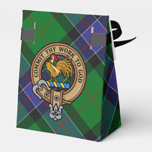 Clan Sinclair Crest over de jacht op Tartan Bedankdoosjes (Achterkant)