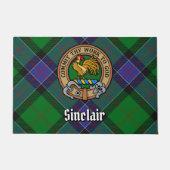 Clan Sinclair Crest over de jacht op Tartan Deurmat (Voorkant)