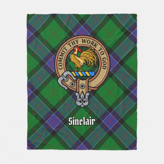 Clan Sinclair Crest over de jacht op Tartan Fleece Deken (Voorkant)