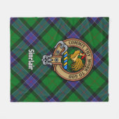 Clan Sinclair Crest over de jacht op Tartan Fleece Deken (Voorkant (Horizontaal))