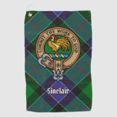 Clan Sinclair Crest over de jacht op Tartan Golfhanddoek (Voorkant)