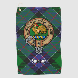 Clan Sinclair Crest over de jacht op Tartan Golfhanddoek