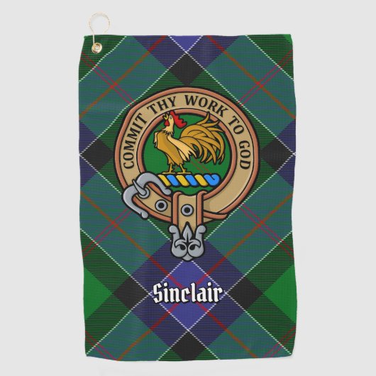 Clan Sinclair Crest over de jacht op Tartan Golfhanddoek (Voorkant)