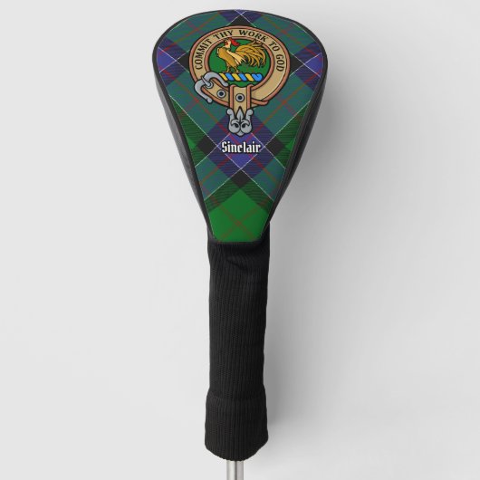 Clan Sinclair Crest over de jacht op Tartan Golfheadcover (Voorkant)