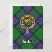 Clan Sinclair Crest over de jacht op Tartan Kaart (Achterkant)