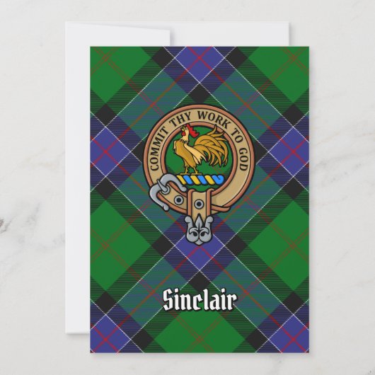 Clan Sinclair Crest over de jacht op Tartan Kaart (Achterkant)