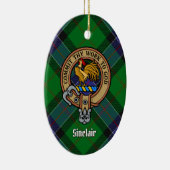Clan Sinclair Crest over de jacht op Tartan Keramisch Ornament (Rechts)