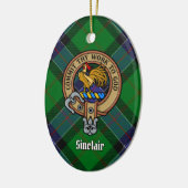 Clan Sinclair Crest over de jacht op Tartan Keramisch Ornament (Links)
