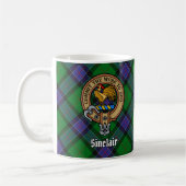 Clan Sinclair Crest over de jacht op Tartan Koffiemok (Links)