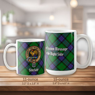 Clan Sinclair Crest over de jacht op Tartan Koffiemok