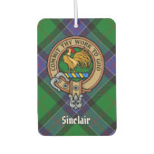 Clan Sinclair Crest over de jacht op Tartan Luchtverfrisser (Voorkant)