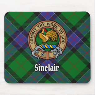 Clan Sinclair Crest over de jacht op Tartan Muismat