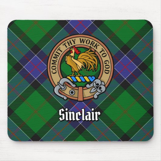 Clan Sinclair Crest over de jacht op Tartan Muismat (Voorkant)