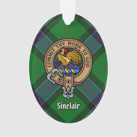 Clan Sinclair Crest over de jacht op Tartan Ornament (voorkant)