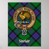 Clan Sinclair Crest over de jacht op Tartan Poster (Voorkant)