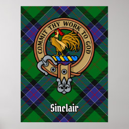 Clan Sinclair Crest over de jacht op Tartan Poster