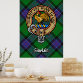 Clan Sinclair Crest over de jacht op Tartan Poster (Keuken)