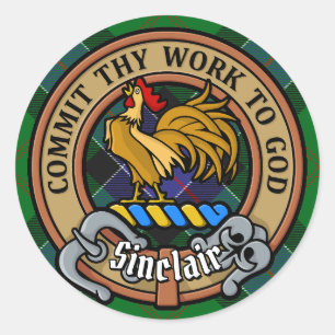 Clan Sinclair Crest over de jacht op Tartan Ronde Sticker