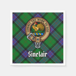 Clan Sinclair Crest over de jacht op Tartan Servet