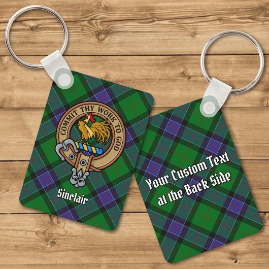 Clan Sinclair Crest over de jacht op Tartan Sleutelhanger