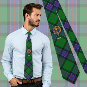 Clan Sinclair Crest over de jacht op Tartan Stropdas