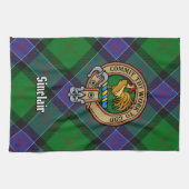 Clan Sinclair Crest over de jacht op Tartan Theedoek (Horizontaal)