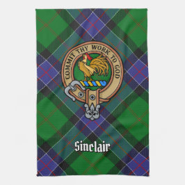 Clan Sinclair Crest over de jacht op Tartan Theedoek