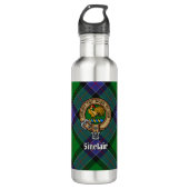 Clan Sinclair Crest over de jacht op Tartan Waterfles (Voorkant)