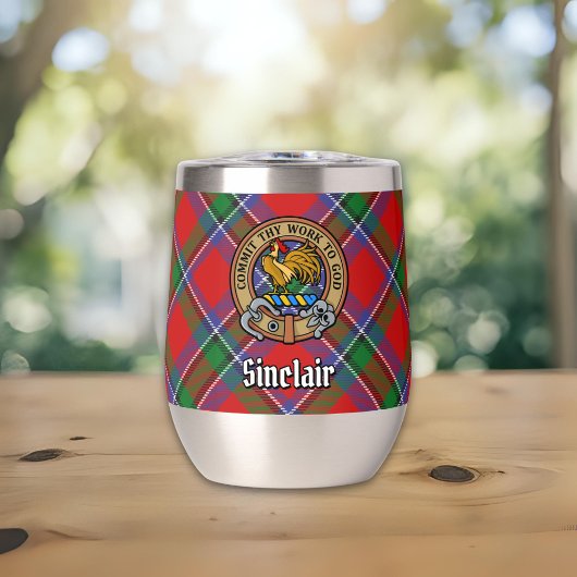 Clan Sinclair Crest over Rode Tartan