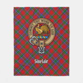 Clan Sinclair Crest over Rode Tartan Fleece Deken (Voorkant)