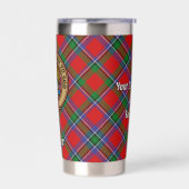 Clan Sinclair Crest over Rode Tartan Geïsoleerde Drinkbeker (Links)