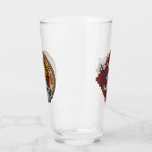Clan Sinclair Crest over Rode Tartan Glas (Links)