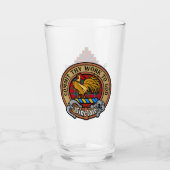 Clan Sinclair Crest over Rode Tartan Glas (Voorkant)