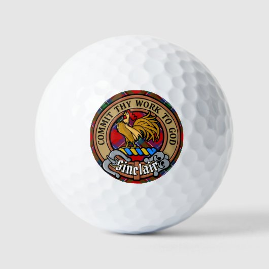 Clan Sinclair Crest over Rode Tartan Golfballen