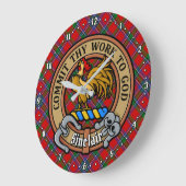 Clan Sinclair Crest over Rode Tartan Grote Klok (Hoek)