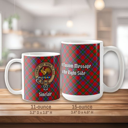 Clan Sinclair Crest over Rode Tartan Koffiemok