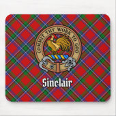 Clan Sinclair Crest over Rode Tartan Muismat (Voorkant)