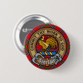 Clan Sinclair Crest over Rode Tartan Ronde Button 5,7 Cm (Voorkant /achterkant)