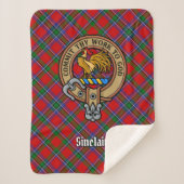 Clan Sinclair Crest over Rode Tartan Sherpa Deken (Voorkant)