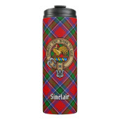 Clan Sinclair Crest over Rode Tartan Thermosbeker (Voorkant)
