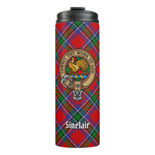Clan Sinclair Crest over Rode Tartan Thermosbeker