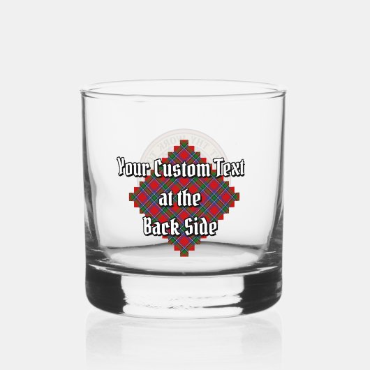 Clan Sinclair Crest over Rode Tartan Whisky Glas (Achterkant)