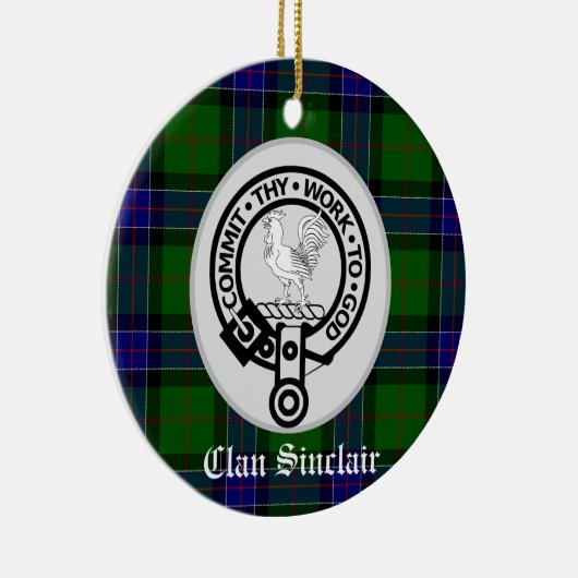 Clan Sinclair Crest & Tartan  Keramisch Ornament (Rechts)
