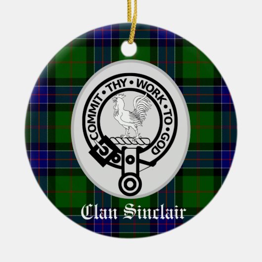 Clan Sinclair Crest & Tartan  Keramisch Ornament (Voorkant)