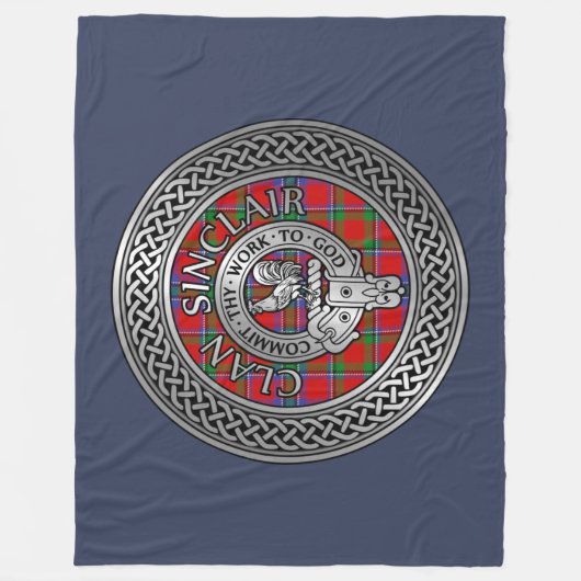 Clan Sinclair Crest & Tartan Knot Fleece Deken (Voorkant)