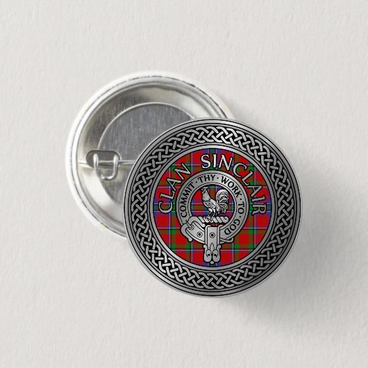 Clan Sinclair Crest & Tartan Knot Ronde Button 3,2 Cm (Voorkant /achterkant)