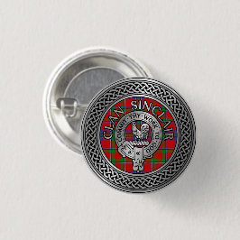 Clan Sinclair Crest & Tartan Knot Ronde Button 3,2 Cm