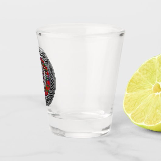 Clan Sinclair Crest & Tartan Knot Shot Glas (Rechts)