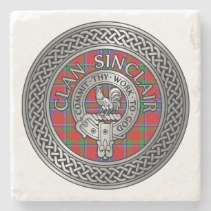 Clan Sinclair Crest & Tartan Knot Stenen Onderzetter